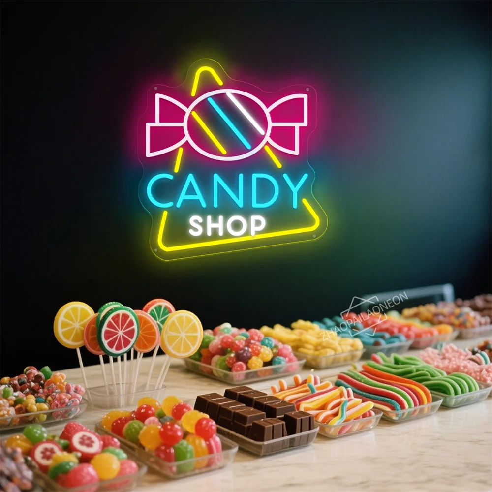Candy Shop  LED Neon Candy USB Powered Neon Sign Night Light Wall Art & Game Room Bedroom Living Room Decor  Candy Bar Lamp Sign - view 3