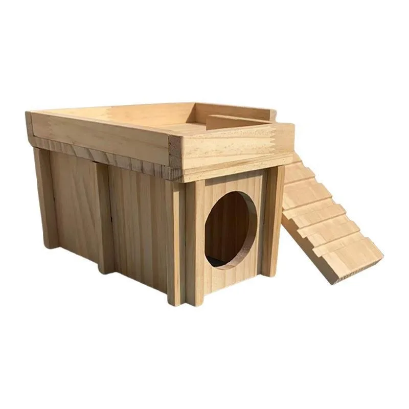 Hamster House Steps Habitat Hiding House Toy Nest Aquascape Supplies Golden Bear Wooden House Multi Habitat