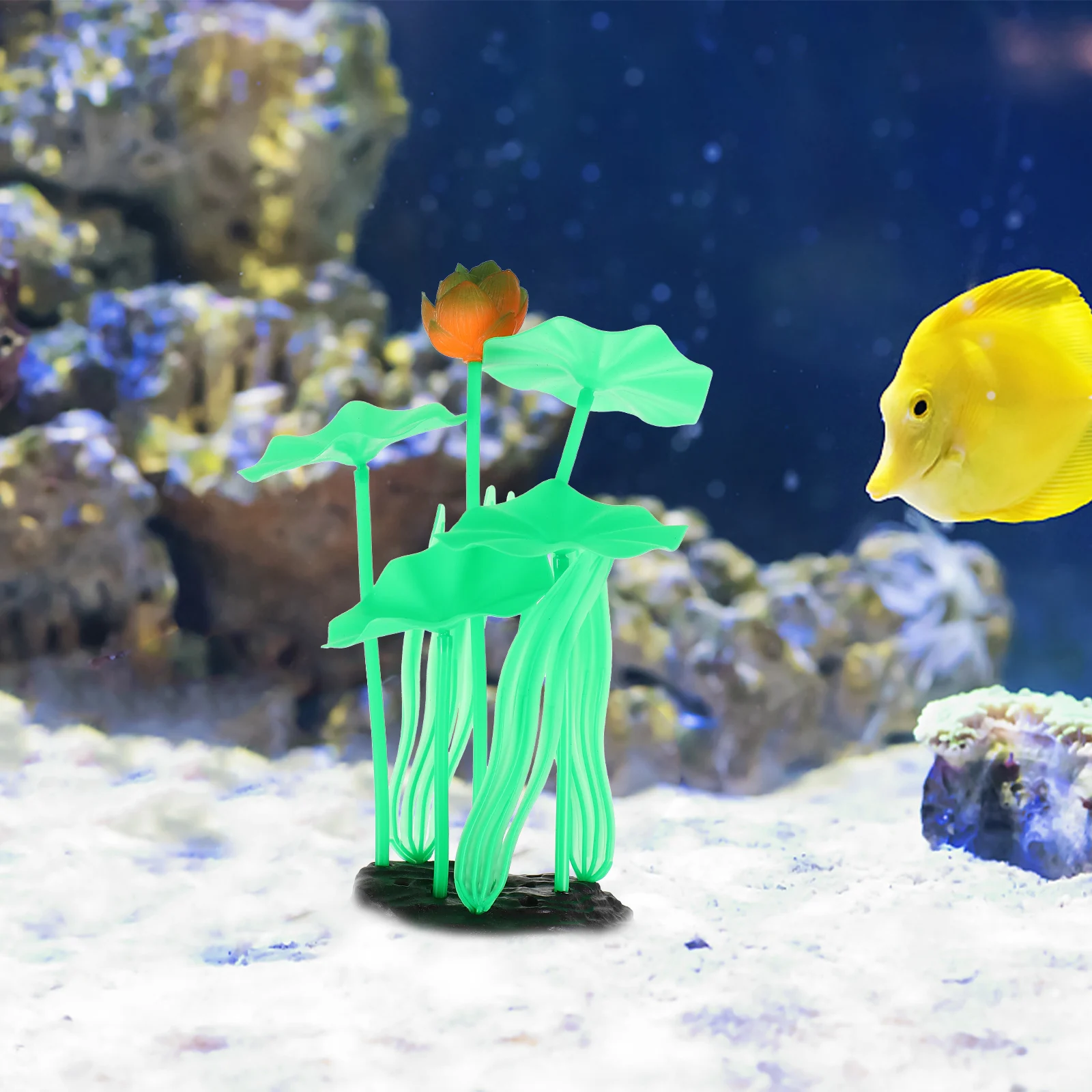 

Silica Gel Decorative Toy Aquarium Accessory Delicate Fake Lotus Plants Fish Tank L scaping Baby Household nament Aquatic Scene