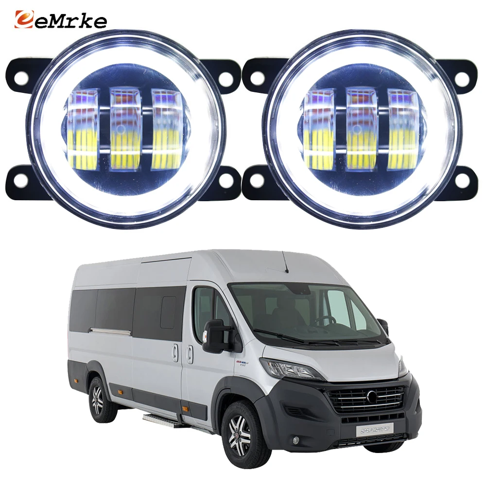 

2X Car Fog Lights Lamp Assembly Led Angel Eyes DRL Turn Signal Lights for Fiat Ducato 290/295 E-Ducato 2014-2018 2019 2020 2021