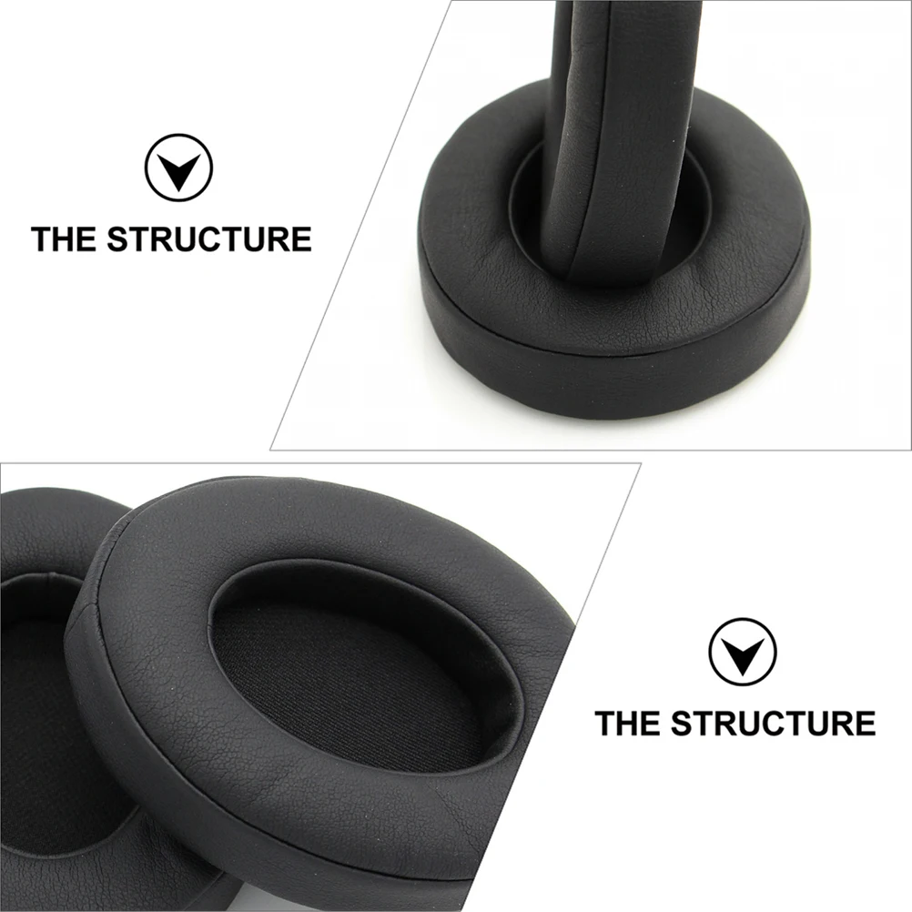 

Headphone Ear Pads Replacement Sponge Case Phones Accessory Black Pu Cushions for Headphones
