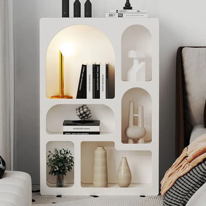 

Nordic storage cabinet display cabinet, living room decorative cabinet, white floor-to-ceiling cave wall side cabinet, simple