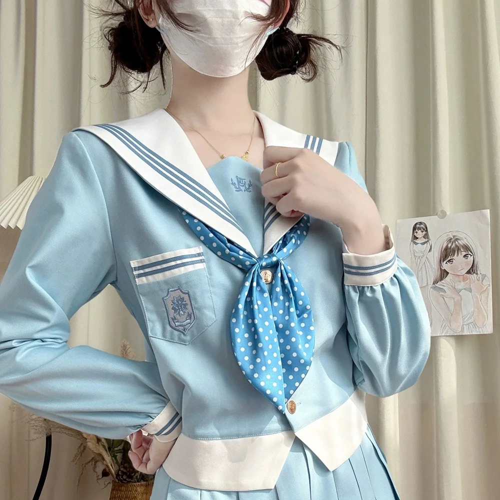 Uniforme escolar feminino estudante japonês manga curta azul marinho jk uniforme primavera/verão conjunto de terno de marinheiro