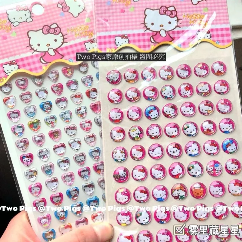 

3pcs Hello Kitty Anime Kawaii Sanrio Children Crystal Sticker Cute KT Cat Cartoon Phone Case Decorative Patch Birthday Gifts Toy