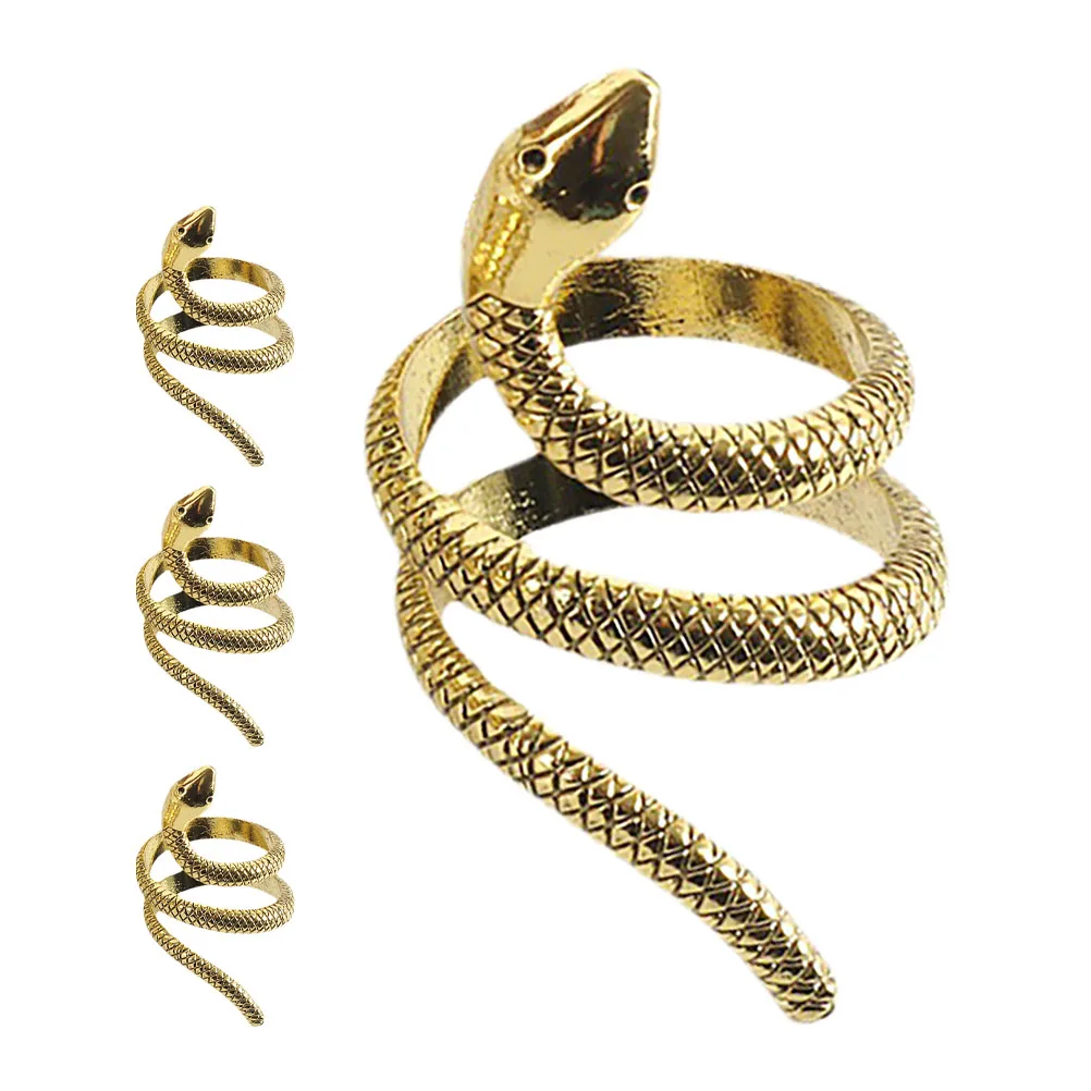 

4pcs Snake Shape Napkin Rings Unique Beaded Zinc Alloy Elegant Metal Table Setting Decorative Dining Band Modern Artistic Home