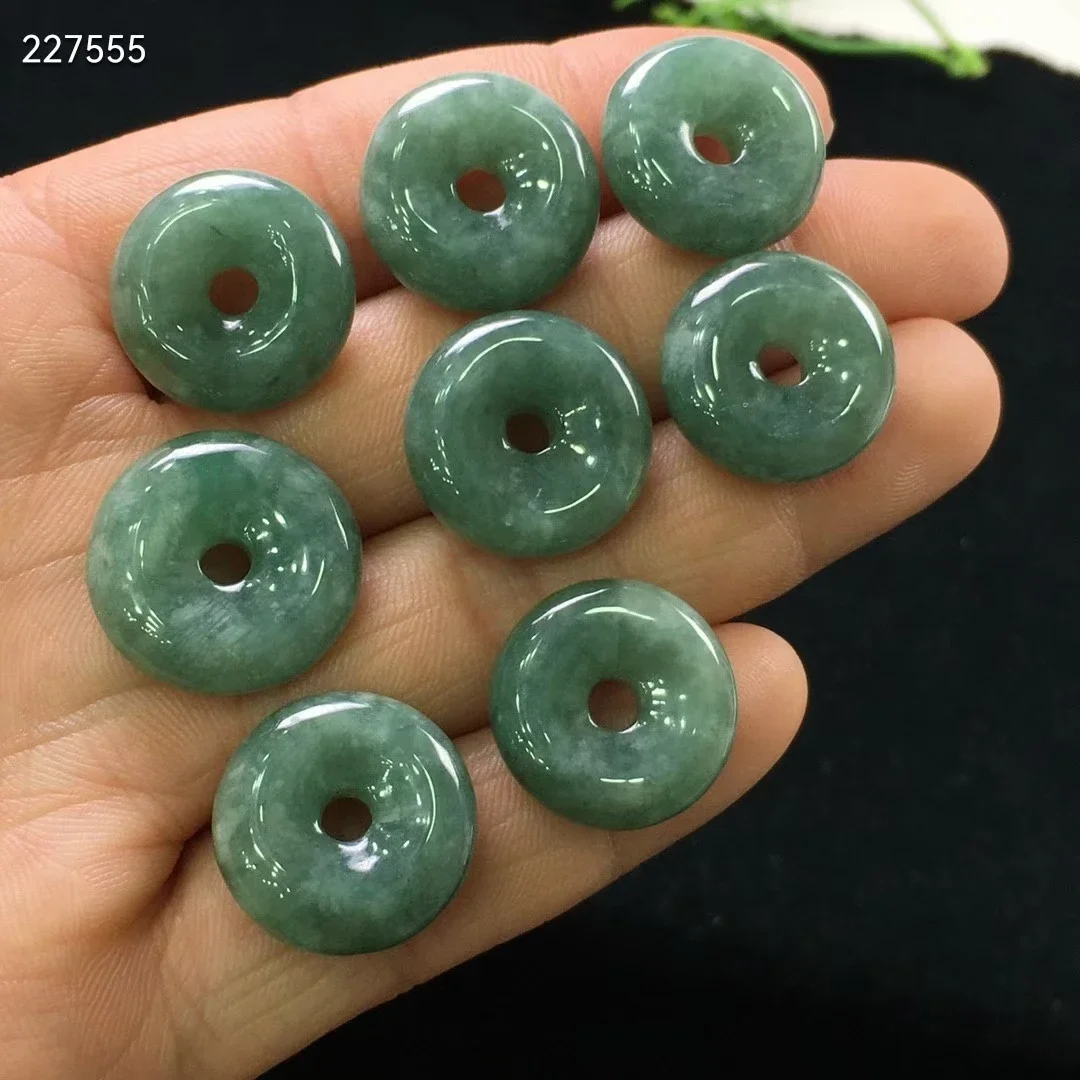 

Genuine Natural Jade A Green Gemstone Pendant 15-18mm Necklace Round Donut Emerald Women Men Barrel Stone Jade Accessories DIY