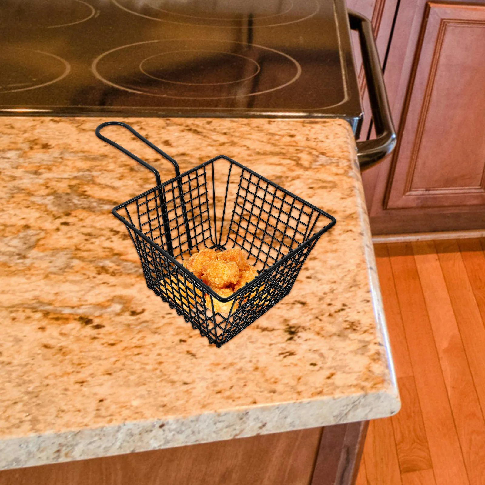 

1pc Stainless Steel Fry Rectangular Mesh Frying Container For French Fries Chicken Noodles Deep Fryer Pot Household Kitchen Tool