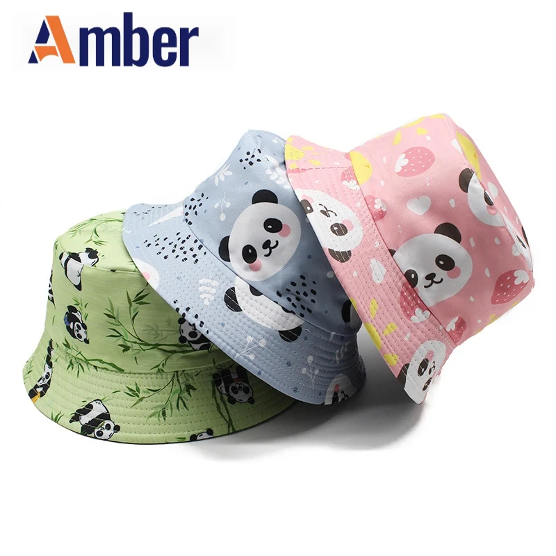 

Amber panda bucket hat cartoon Panama fisherman hats unisex reversible double sides cute summer Bob male female Sun cap Gorras