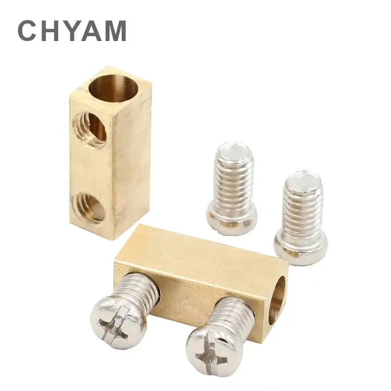 6pcs/lot High-power 1000V 60A Copper Terminal Connector Wite Two Scres Fixed Type 2.5-16mm Square Wire Wiring