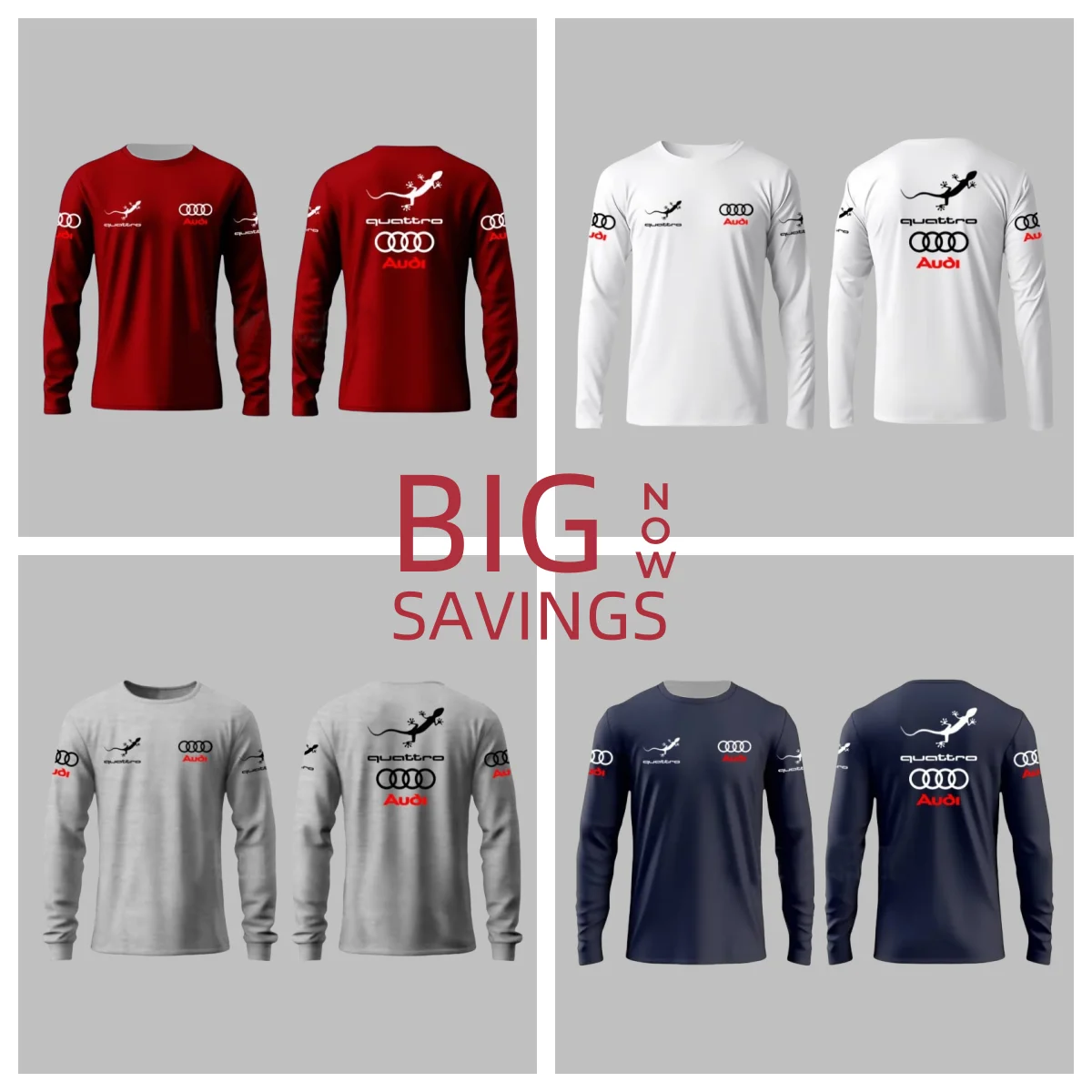 2025 الربيع والخريف موضة أودي سباق المنافسة المطبوعة الرجال الكبار طويلة الأكمام الترفيه اليومي الرياضة اللياقة البدنية في سن المراهقة تي شيرت #1
