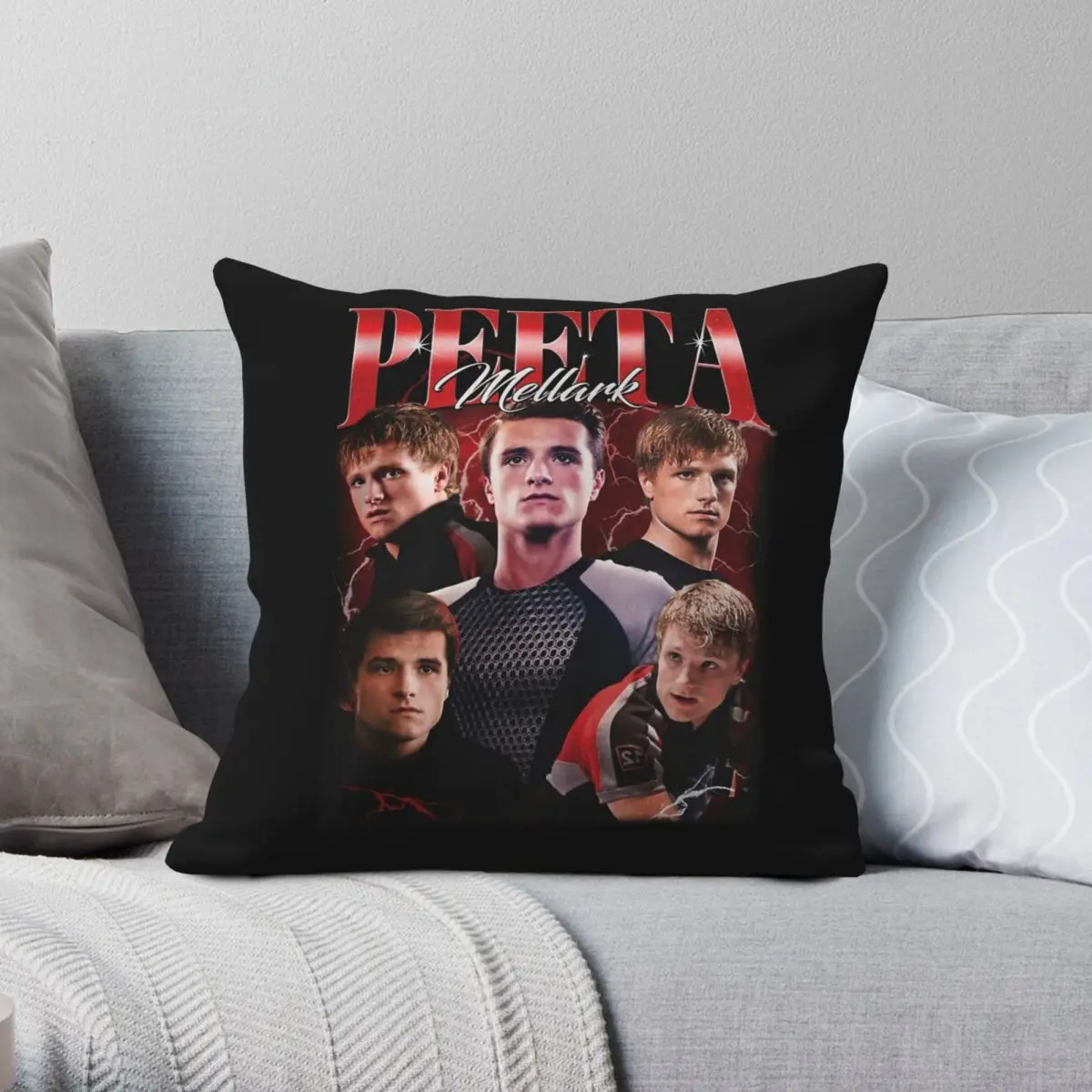 Hunger Games Peeta Mellark Josh Hutcherson Square Pillowcase Polyester Linen Velvet Pattern Zip Decorative Home Cushion Cover