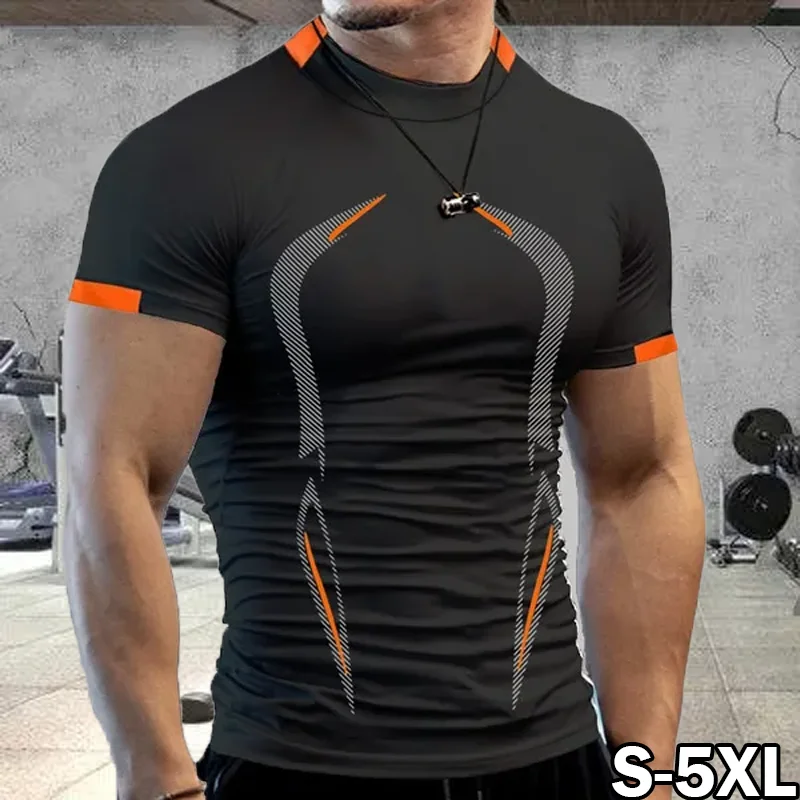 

New Summer Men's Fitness Short-sleeved T-shirt Slim T-shirt Quick-drying Men's Clothes