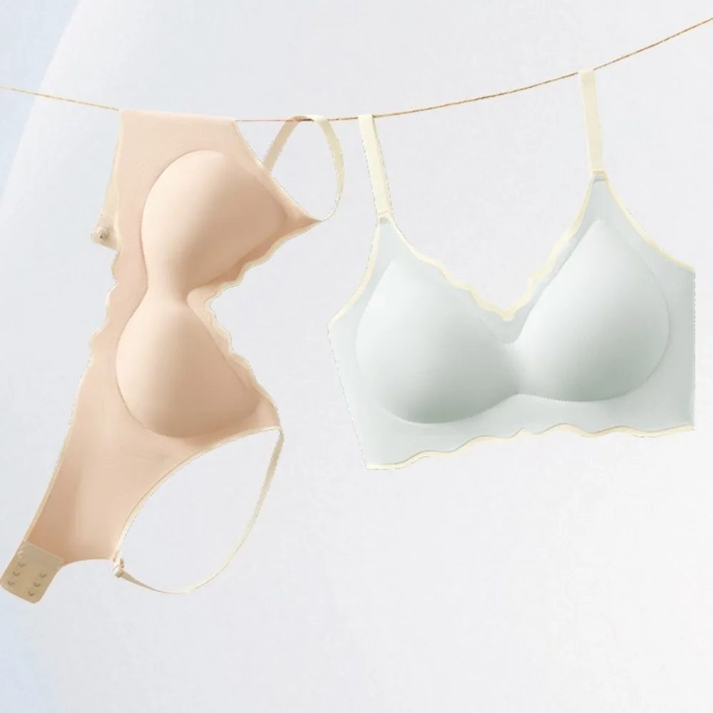 

Traceless Wireless Deep V Bra Shockproof Close-fitting Push Up Underwear Gathered Breasts Adjustable Seamless Bras Girls Women