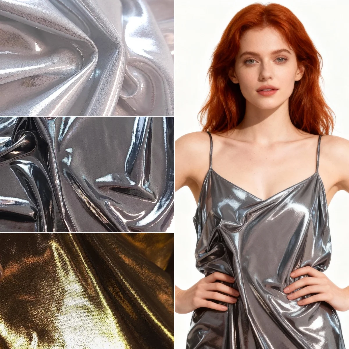 

Металлик, серебристо-белая эластичная трикотажная ткань, шитье сценических костюмов, костюм для выступлений, дизайнерские ткани