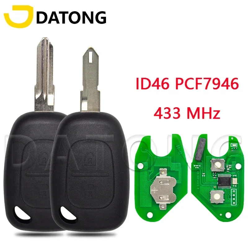 

Datong World Car Remote Key For Renault Master Traffic Vivaro Kangoo Movano ID46 PCF7946Chip 433MHz Replacement NE72 VAC102