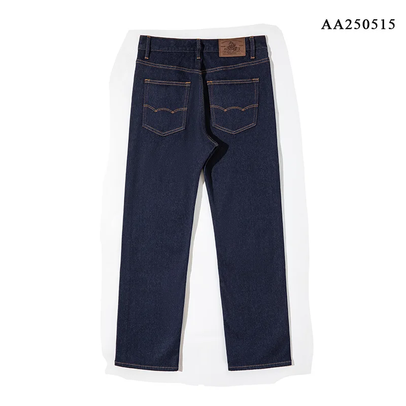 Men's Autumn/Winter Thickened Brushed Loose Straight Leg Jeans Medium Stretch Casual Business High-Quality Washed for Middle-Age
