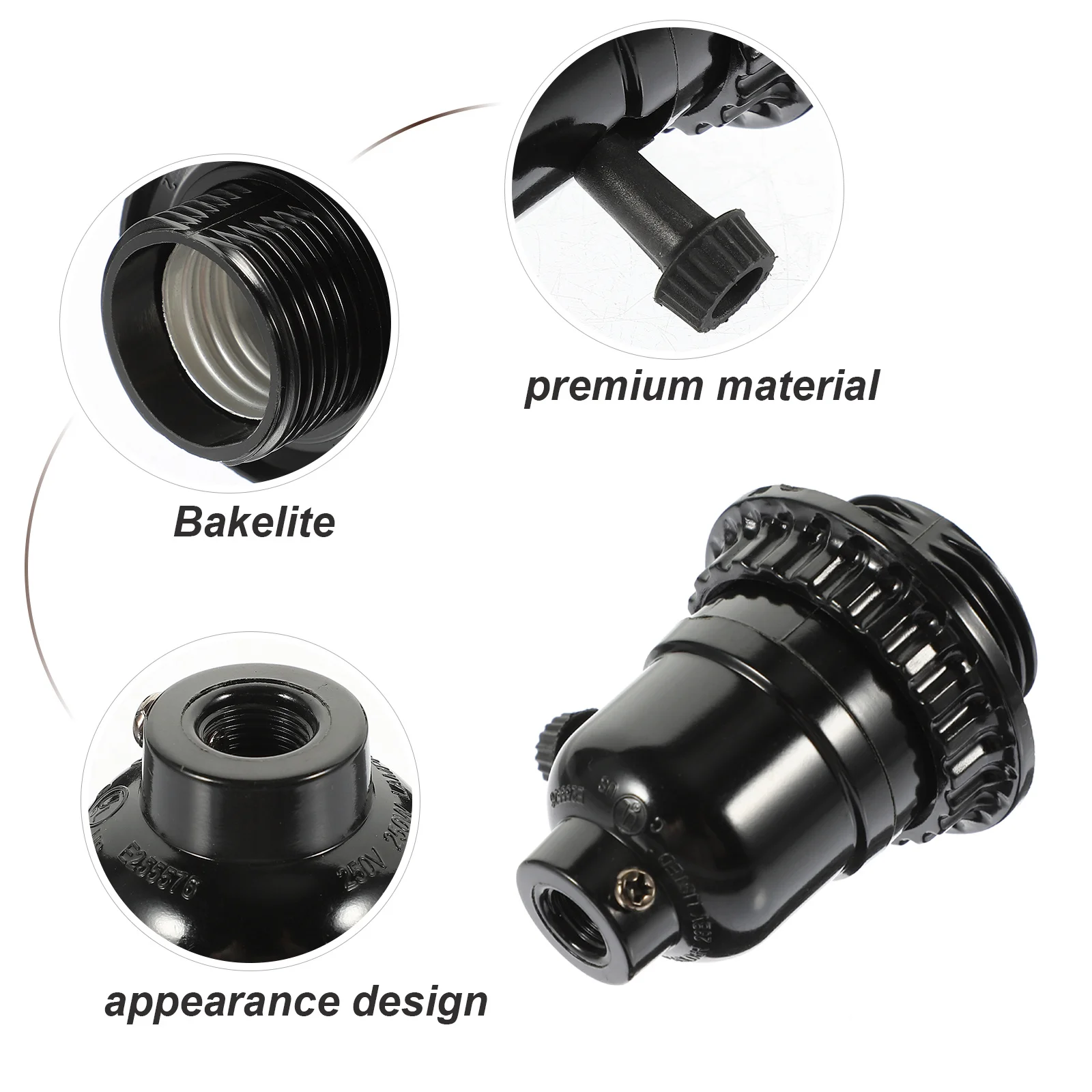 

2pcs E26/E27 Lamp Socket Retro Bakelite Light Bulb Holder Flame Resistant For Diy Pendant Lighting Fixture Decor Lamp