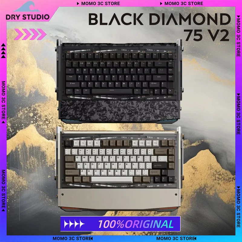 DRY STUDIO BlackDiamond 75 V2 Wireless Mechanical Keyboard Tri-mode RGB 81 Keys Ergonomics Customized PC Gamer Keyboard Laptop