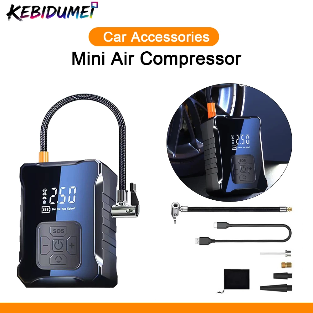 

KEBIDUMEI Mini Air Compressor Portable Electric Air Pump Car Tire Inflator For Motorcycle Bicycle Tire Inflation Car Accessories