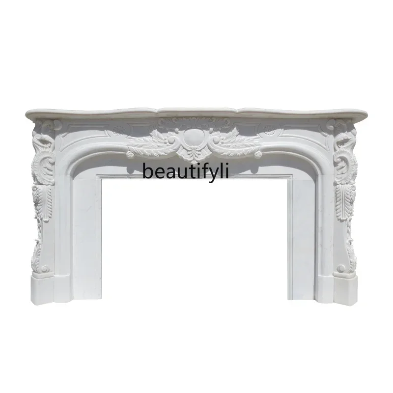 

xz1White Marble Custom Large Fireplace Mantel Marble Romantic French Carved Living Room Bedroom Villa Domestic Ornaments
