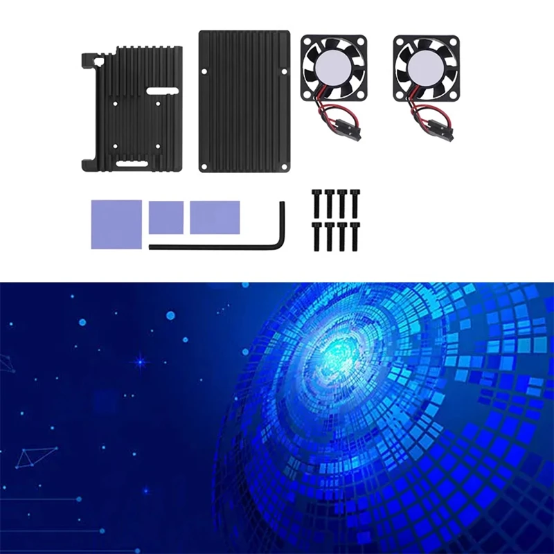เคสป้องกันการกระจายความร้อนสีดําเปลือกอลูมิเนียมอัลลอยด์สําหรับ Raspberry Pi 5 Generation