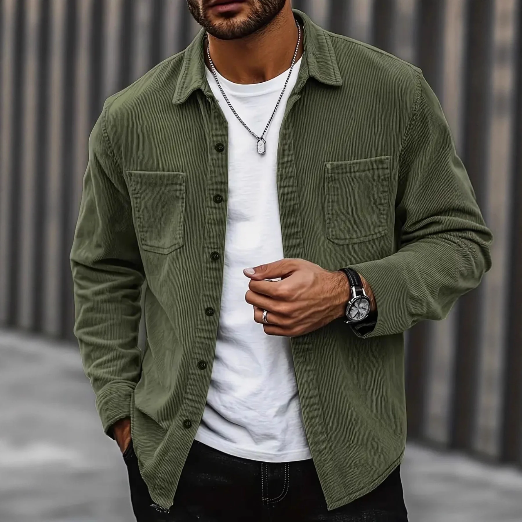 Versatile Casual Fashion Trend Shirt Jacket Breathable Machine Washable Long Sleeve Polyester Velvet Citywalk Wear for Youth