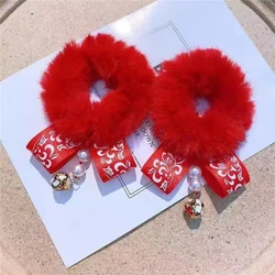 Flexible 1 Pair Chic Chinese Style Children Hair Bands Soft Hair Ties Stretchy For New Year