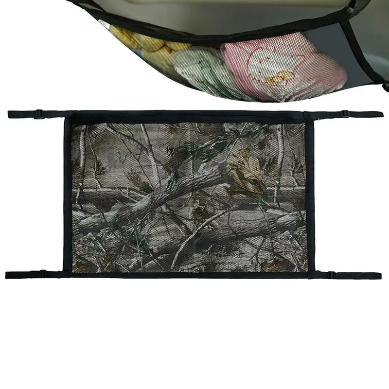 Roof Storage Net Suv Cargo Net With Adjustable Strap Strengthen Load-Bearing And Droop Less Double-Layer Mesh Car Roof Storage