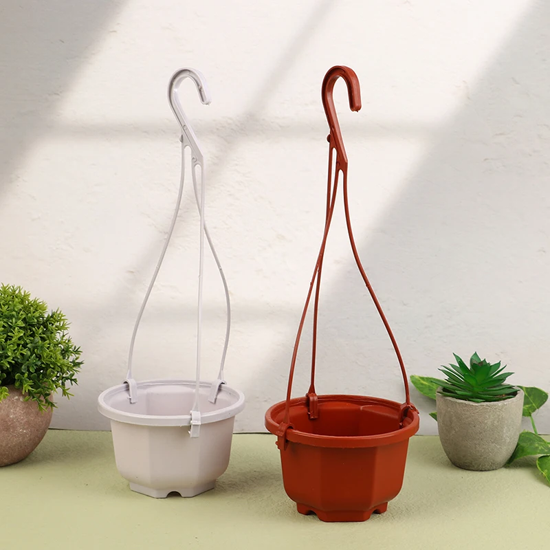 Plastic Hanging Planter Flower Plant Chain Basket Planter Holder Succulent Plant Flower Pots Flowers Container Home Garden Decor