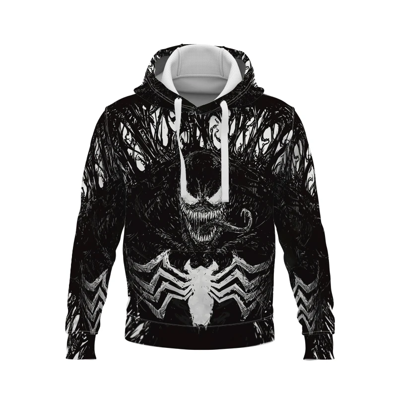 Homens e mulheres Miniso Venom Cartoon Anime Hoodies, moletons extragrandes, roupas de pulôver infantil, Streetwear 3D Print, moda