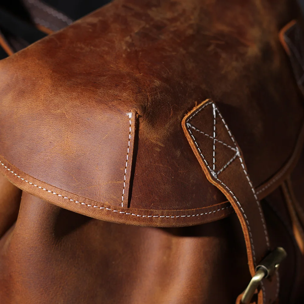 S.WORKER Vintage Echtleder-Rucksack für Herren, Reise-Vintage-Crazy-Horse-Schultasche, Große Laptop-Schultertasche aus Rindsleder für Männer – Detail 16