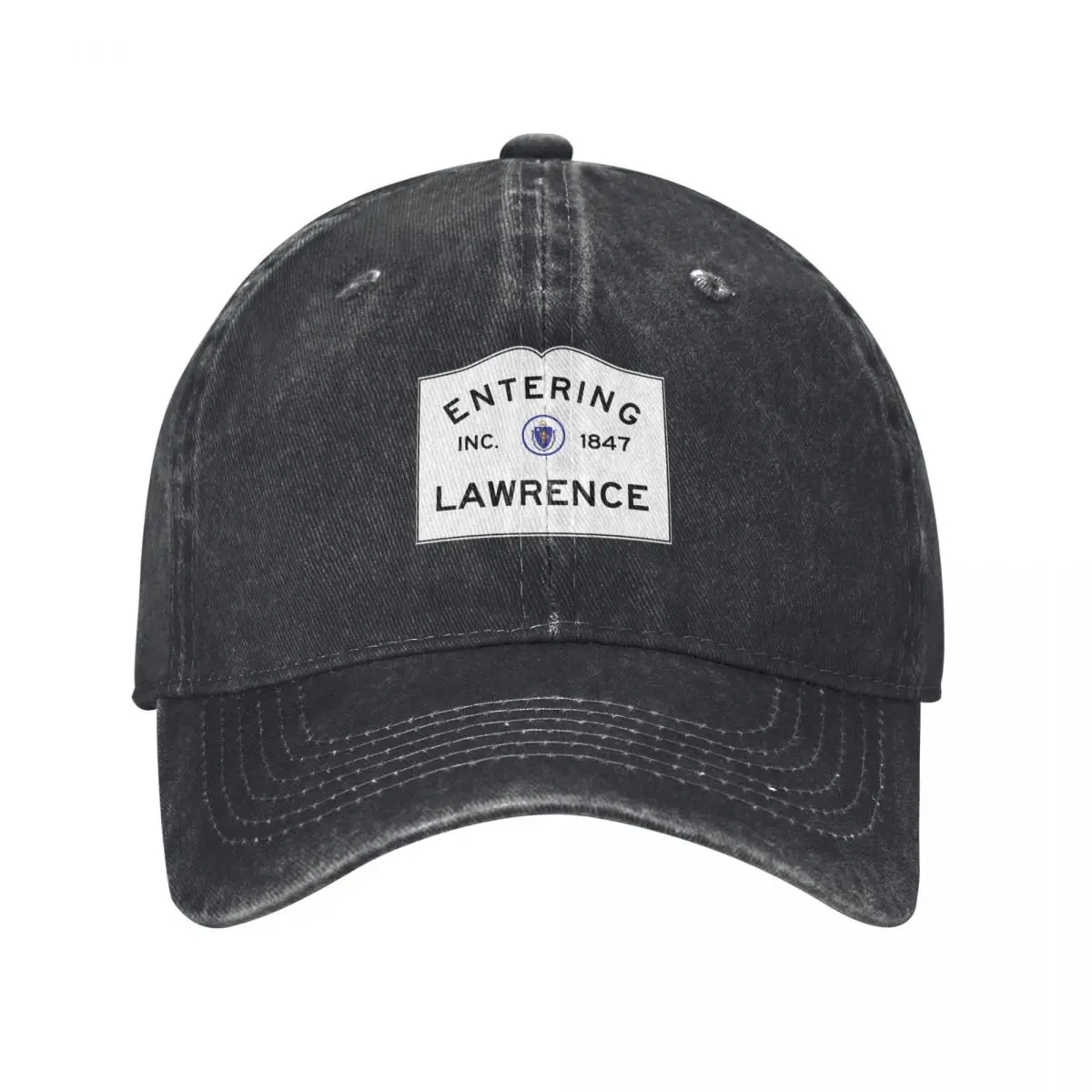 Entering Lawrence Massachusetts - Commonwealth of Massachusetts Road Sign Baseball Cap Golf Hat Visor Custom Cap Male Women's