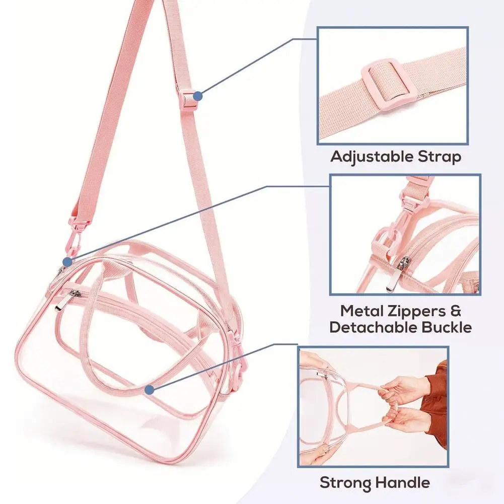 Practical Size Pvc Storage Bag Transparent Handbag with Adjustable Strap Capacity Crossbody Tote Waterproof Pvc for Beach