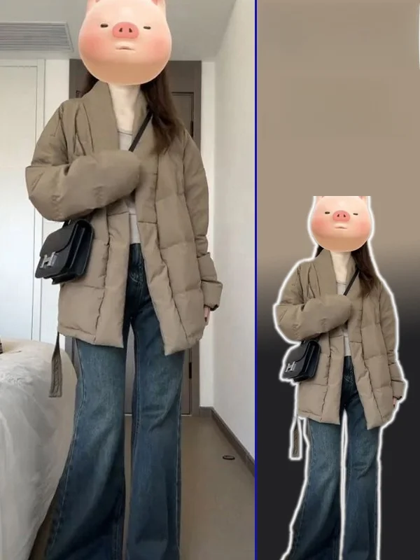 

Утепленное хлопковое пальто большого размера с V-образным вырезом, свободного кроя, с поясом, для женщин, весна-осень, повседневное, стильное