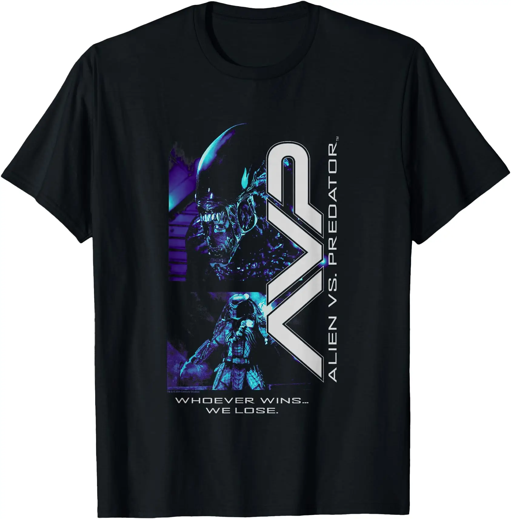 Alien vs Predator Whoever Wins… We Lose Sic-Fi Xenomorph gift t shirt 100% cotton printed Graphic clothes All size top S-6XL