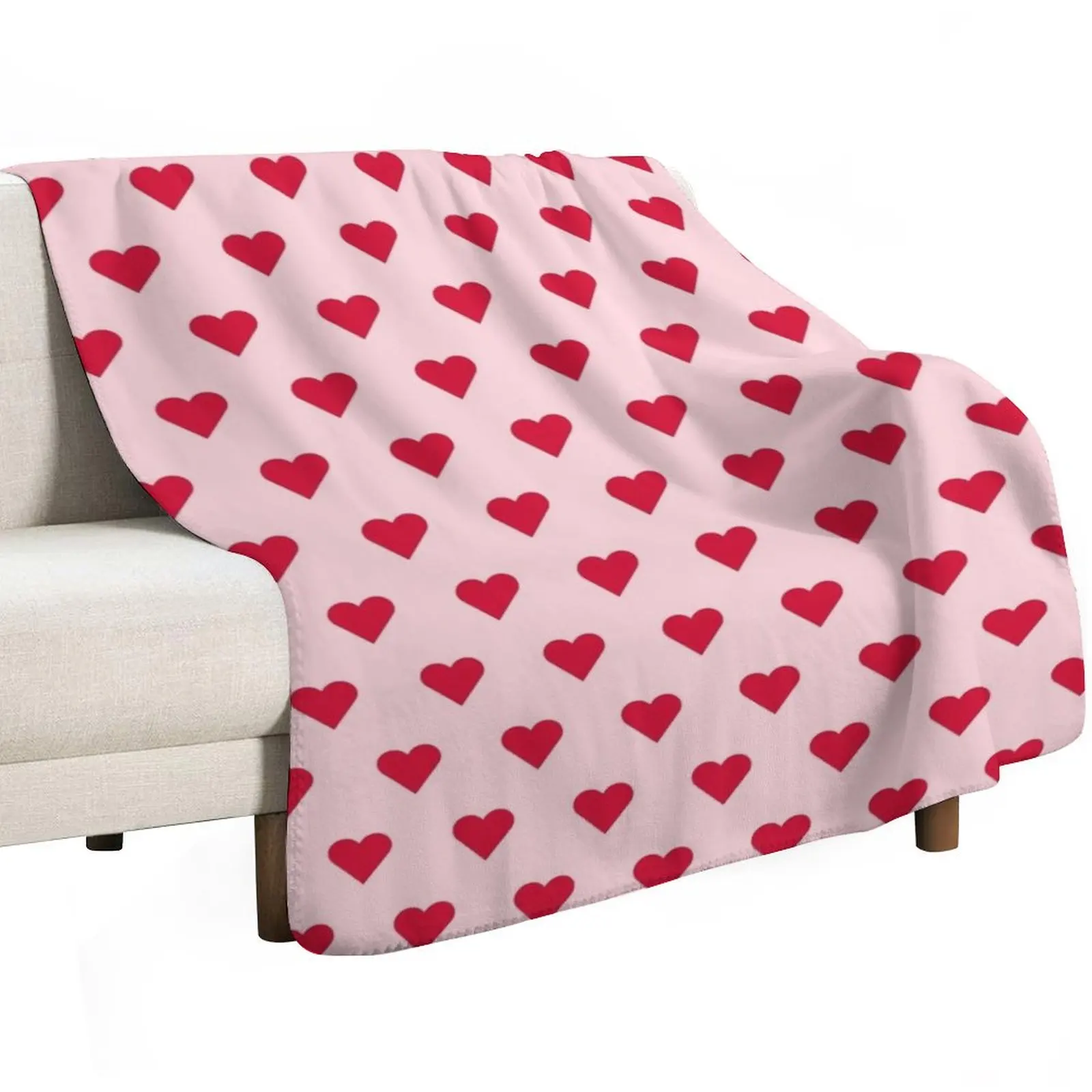 Red Hearts pattern on pink Throw Blanket warm winter For Decorative Sofa Flannel Cute Beach Personalized Gift Blankets