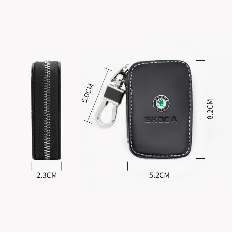 Genuine Leather Car Key Cover Key Case Wallet Keychain Bag For Skoda Octavia Fabia Superb Rapid Kodiaq Kamiq Karoq accessories