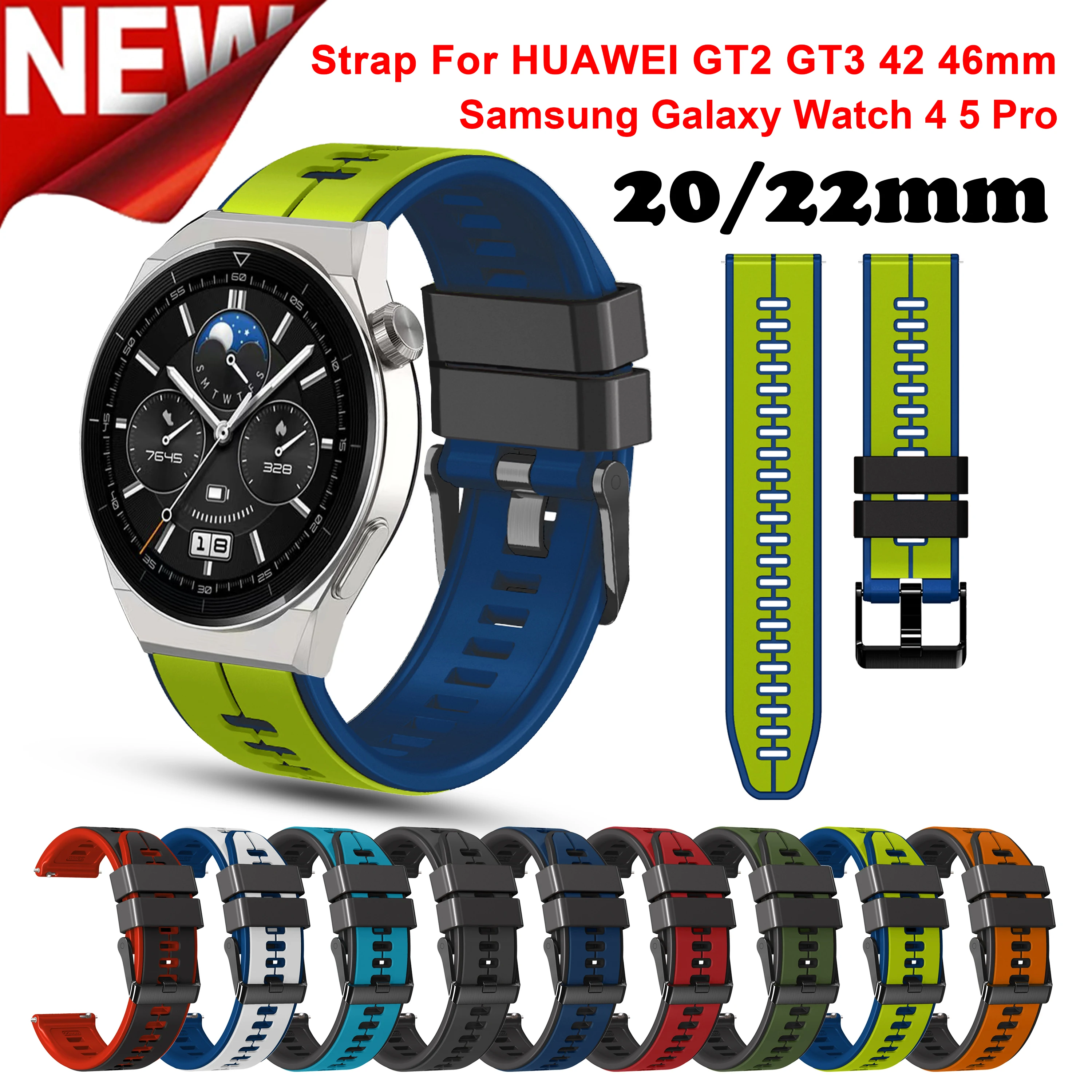 

20 22mm New Watch Strap for Huawei Watch GT GT2 GT3 42mm 46mm Pro WatchWrist Bracelet for Amazfit GTS BIP GTR 3 Pro Watch Correa