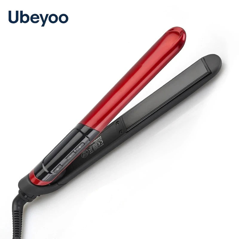 Ubeyoo 2-in-1 Hair Straightener Brush with LCD Display Ceramic Coated Comb & Flat Iron Professional Hair Care Tool