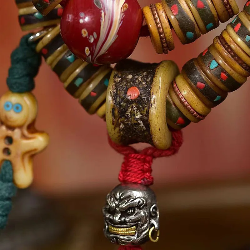 108 Beads Of Yak Bone With Multi-Treasure Inlay, Tibetan Style Feng Tail Glass Accessories