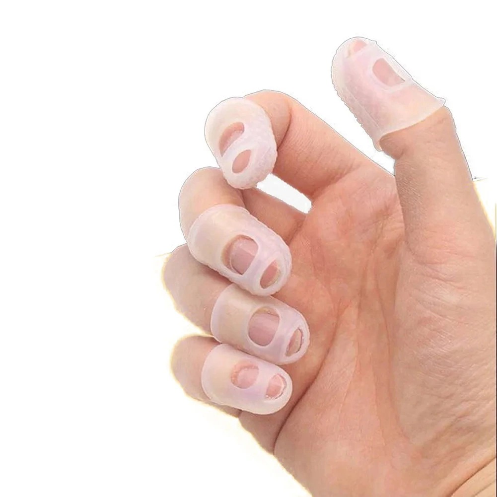 5 piezas de protectores de dedos antideslizantes para alivio del dolor en las manos, guantes para ukelele, guitarra eléctrica, guitarra acústica e instrumentos musicales de cuerda