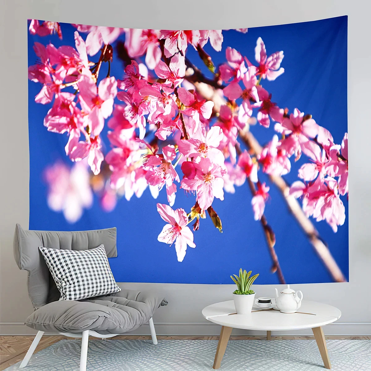 VIKAMA Cherry Blossom Tree Sunset Tapestry Wall Hanging, 6 Designs, Wall Decor for Bedroom Living Room Dorm