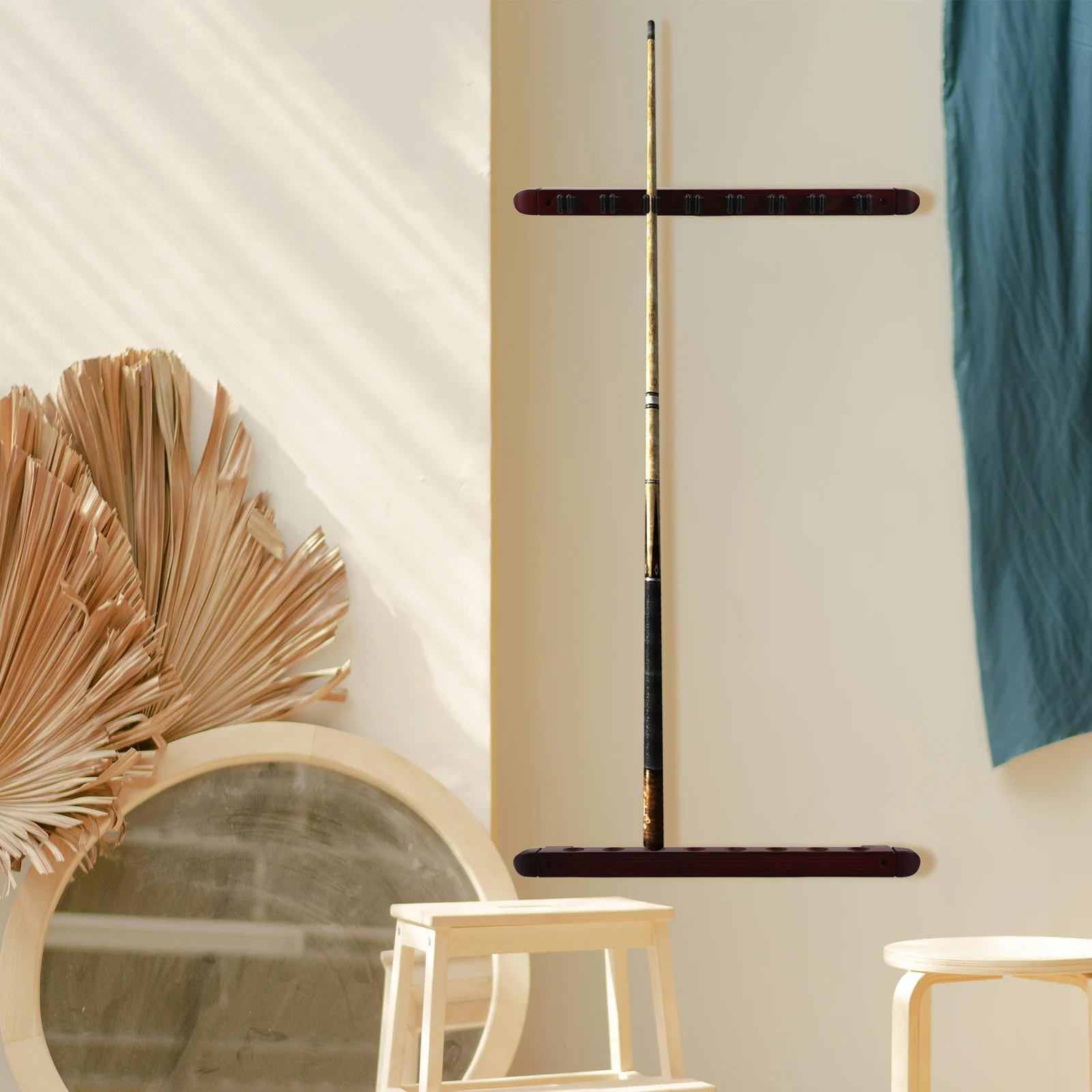 

1Set Wall Mounted 8 Hole Pool Cue Rack Solid Wood Holder Roman Design Billiard Stick Storage Display Organizer for