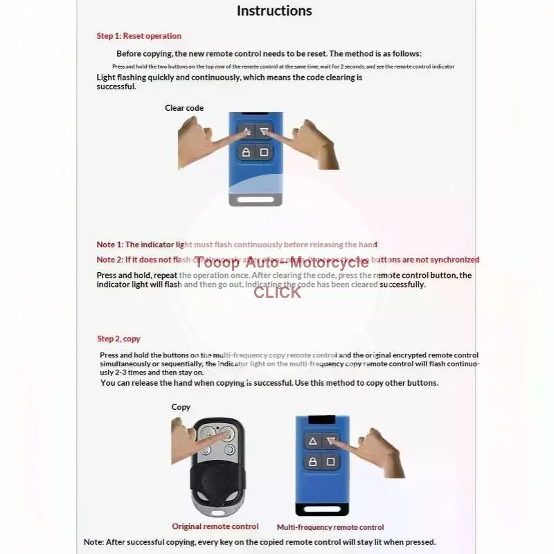 High Sensitivity 433MHz Copy Remote Control 4 Plastic Button Duplicator for Garage Gate Door Opener Residential Access