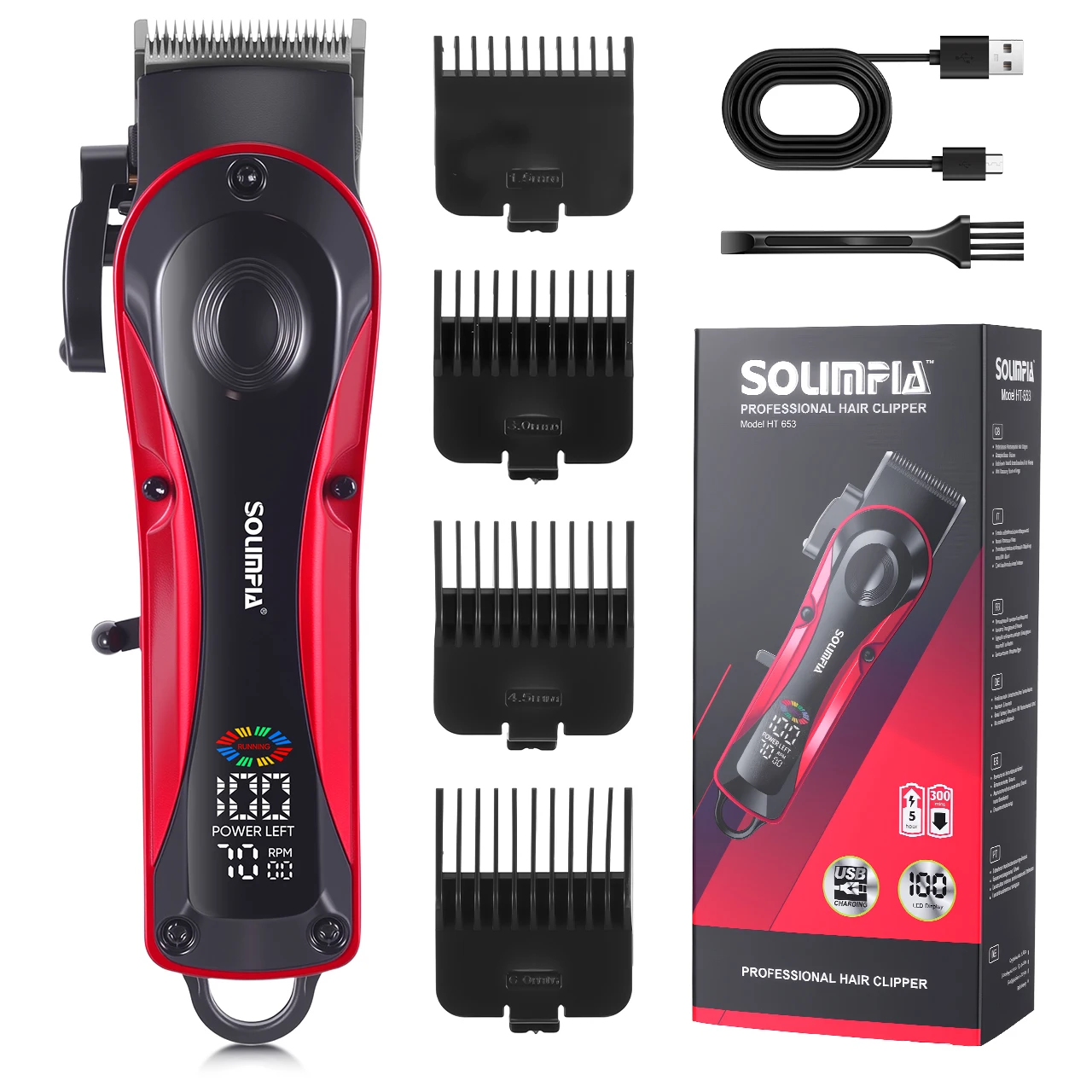 Solimpia Digital-Display Elektrischer Haarschneider Professioneller Salon-Smart-Blade mit Mikro-Einstellung für Haarschnitte und Präzisionsarbeiten Elektrischer Rasierer