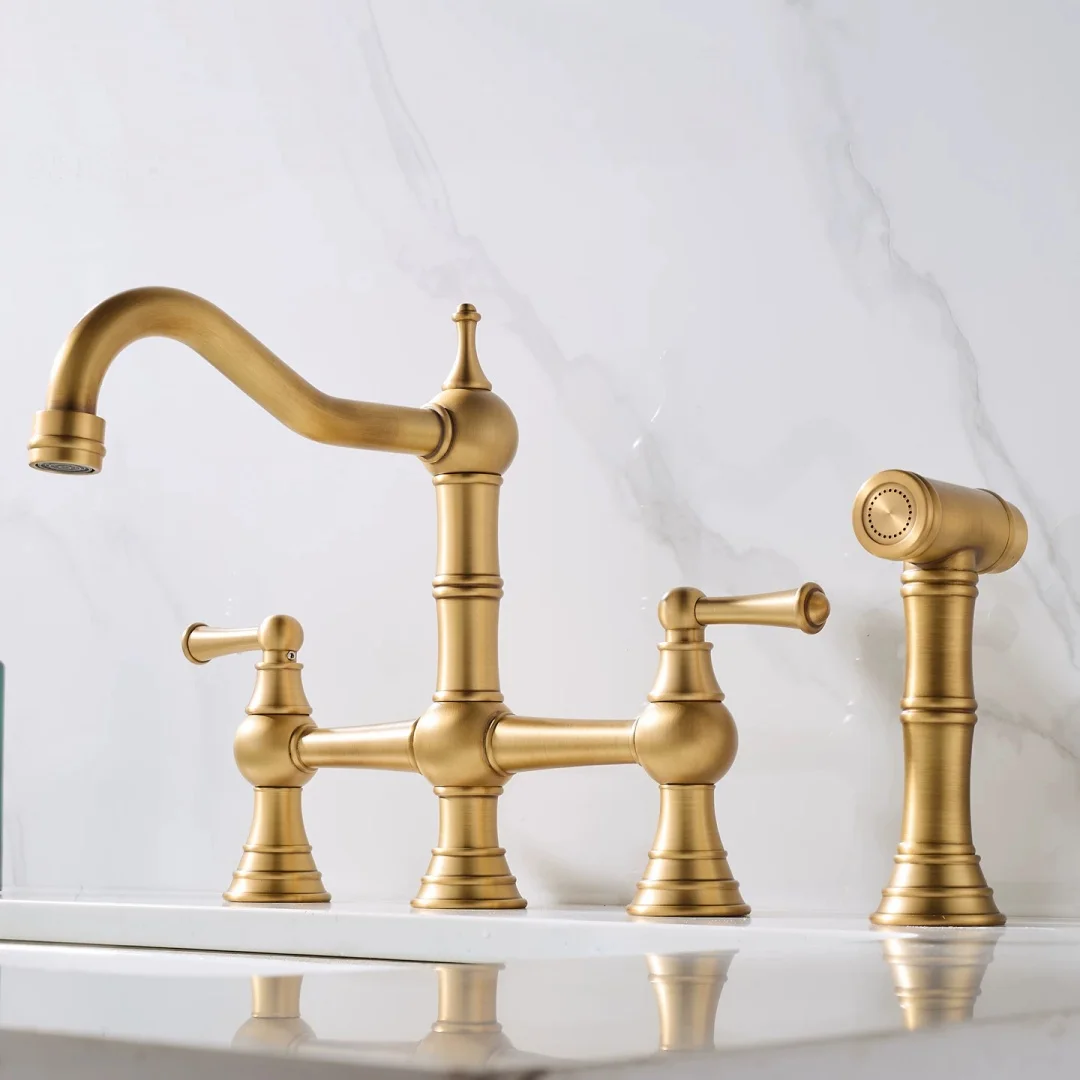 Antique Bronze Kitchen Faucet with Hand shower Head Black Pot Filler Tap Hot Cold Brushed Nickel Sink Tap Spout  Brass