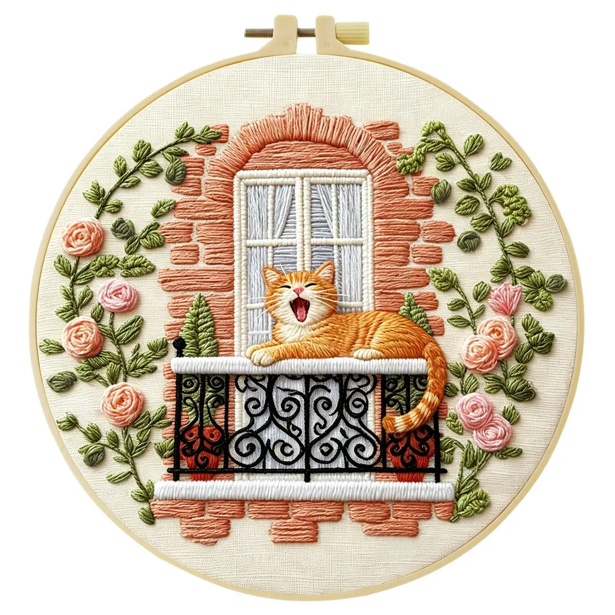 1 Stück 20X20CM/15X15CM 7,87/6,3 Zoll Fensterbank-Stickerei-Starter-Kit DIY-Kit DIY-Stickerei-Set Handarbeiten Heimdekoration – Detail 4