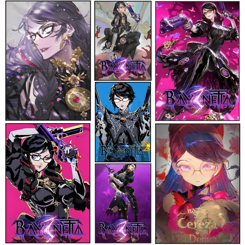 Game B-Bayonetta Poster Sticky Poster Home Office Wall Bedroom Living Room Kitchen Decoration Painting