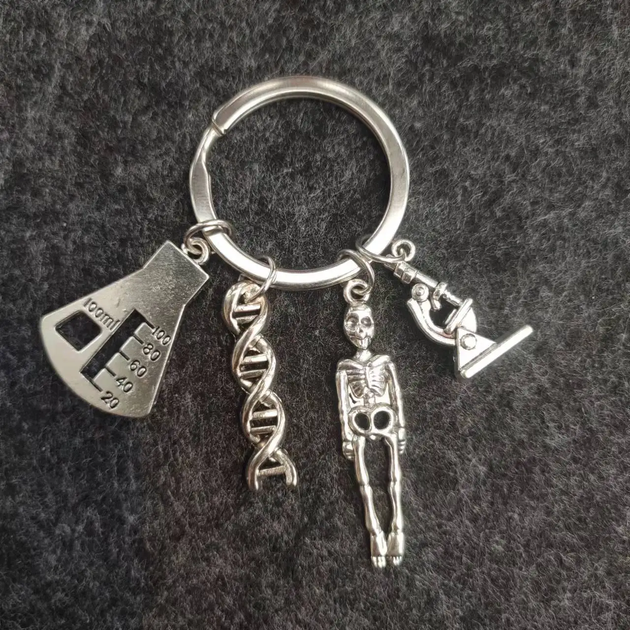 Microscope DNA Neuron Human Skeleton Science Key Chain Neuroscience Biology KeyRing