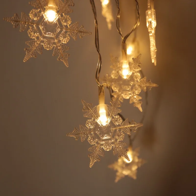 Christmas Decoration 2023 Wedding Room Decor LED Big Snowflake Curtain String Lights Connectable Memory Fairy Christmas Lights